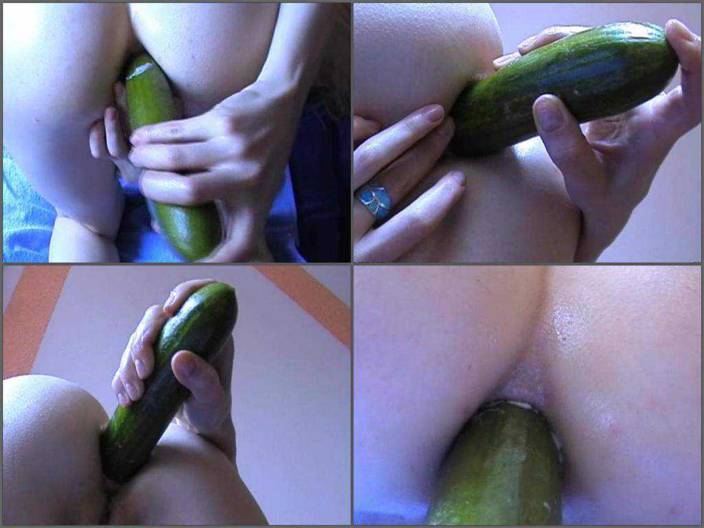 Booty girl solo penetration cucumber in ass