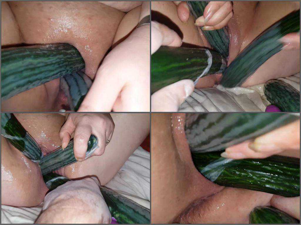 Cucumber porn with fatty wife POV video