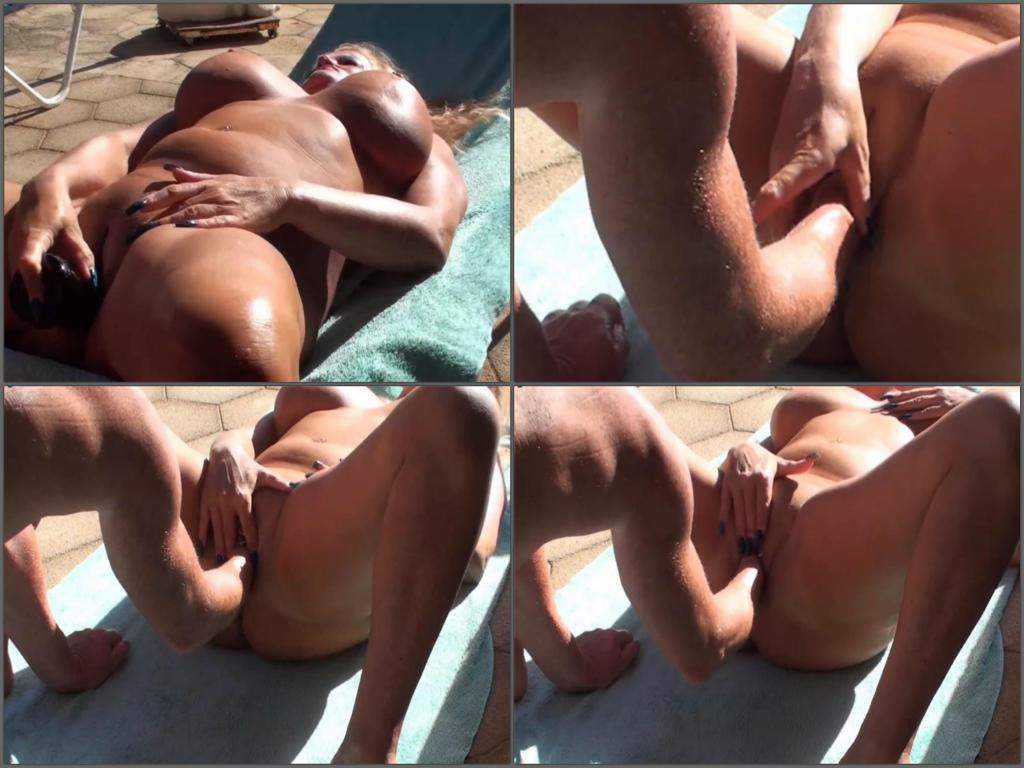 Skinny husband fisted outdoor his chubby wife