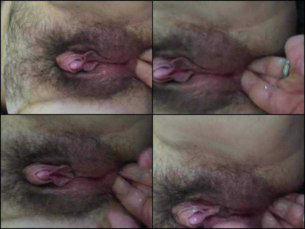 Webcam closeup anal fingering girl with huge clit