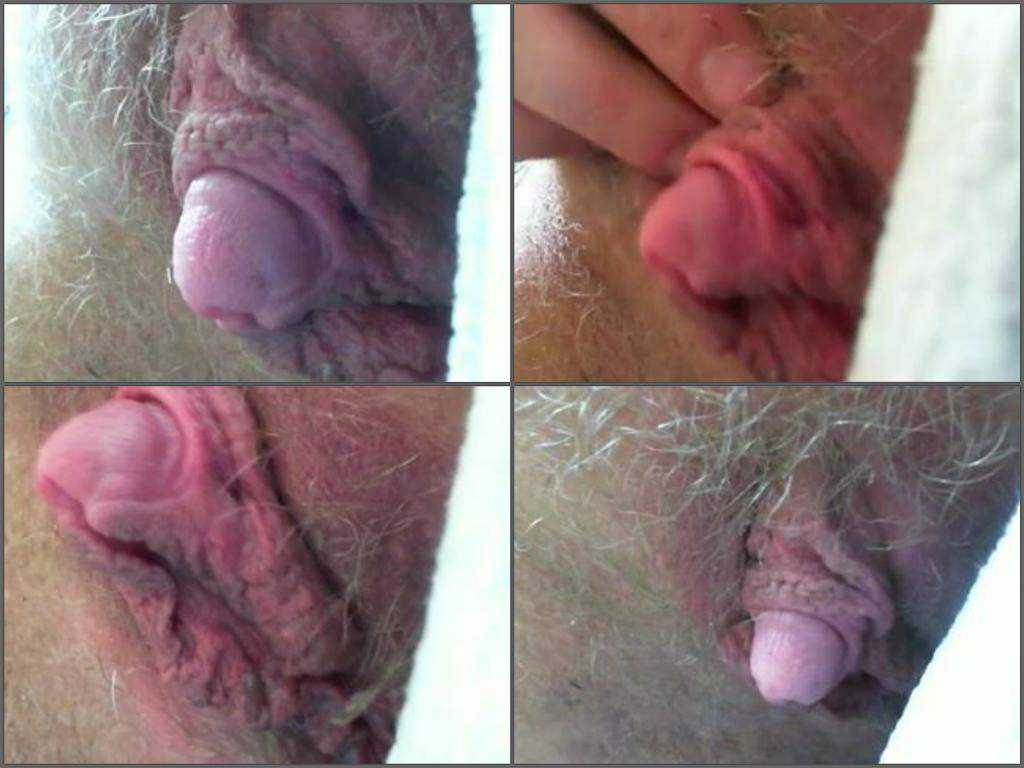 Very close milf show her huge hairy clitoris