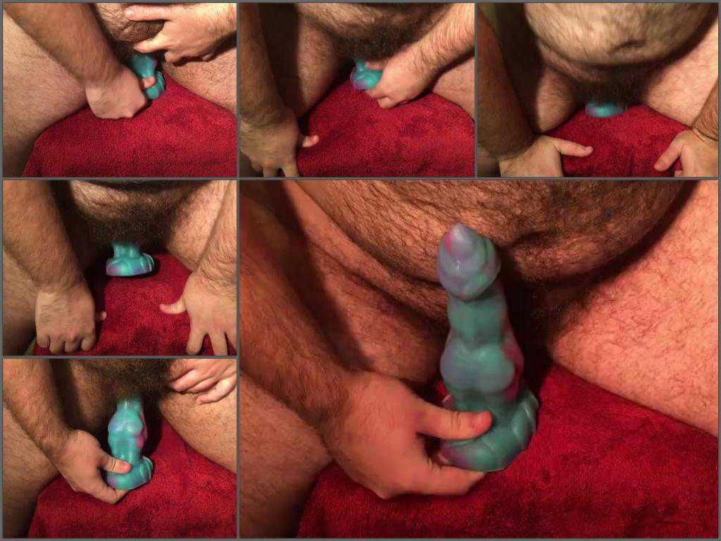 Shemale with girls cunt solo rides on a bad dragon dildo