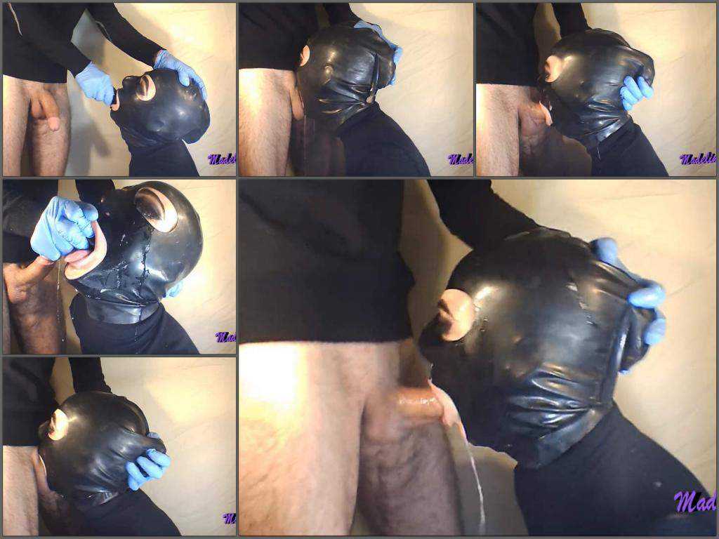 WIfe with rubber mask rough deepthroat fuck