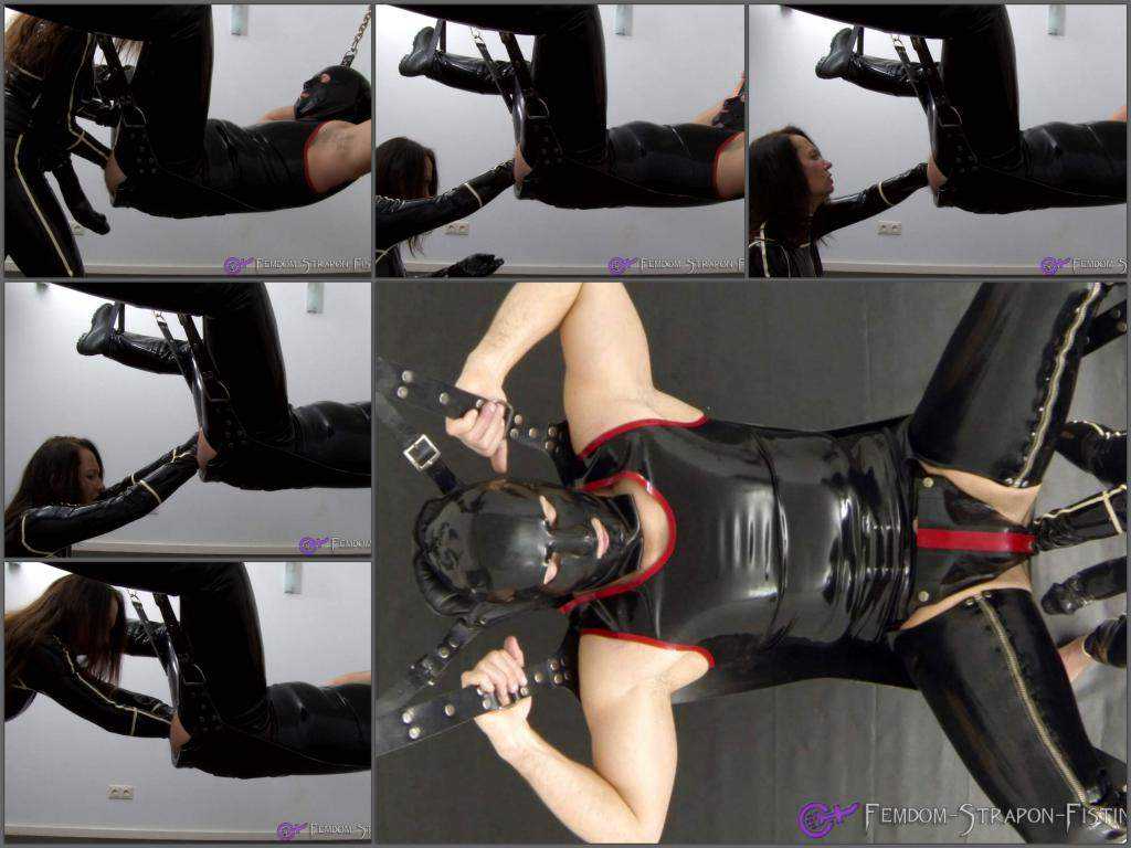 Kinky rubber wife penetration hand deep in asshole her masked husband