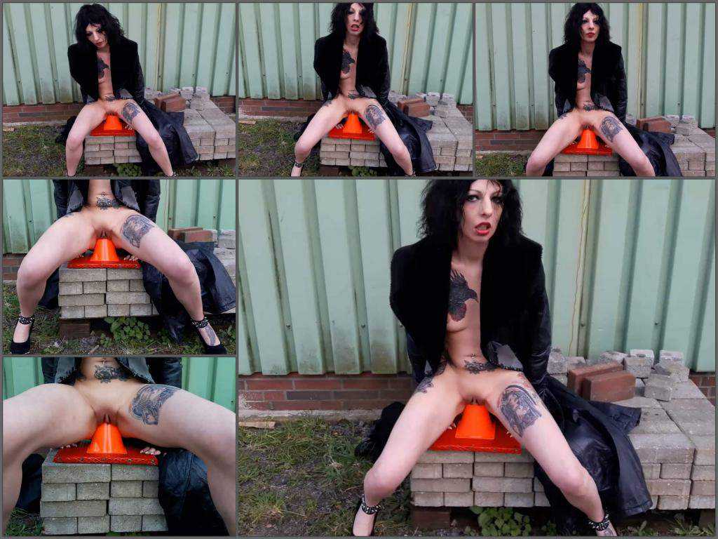 Tattooed – Lucyravenblood outdoor rides on a traffic cone