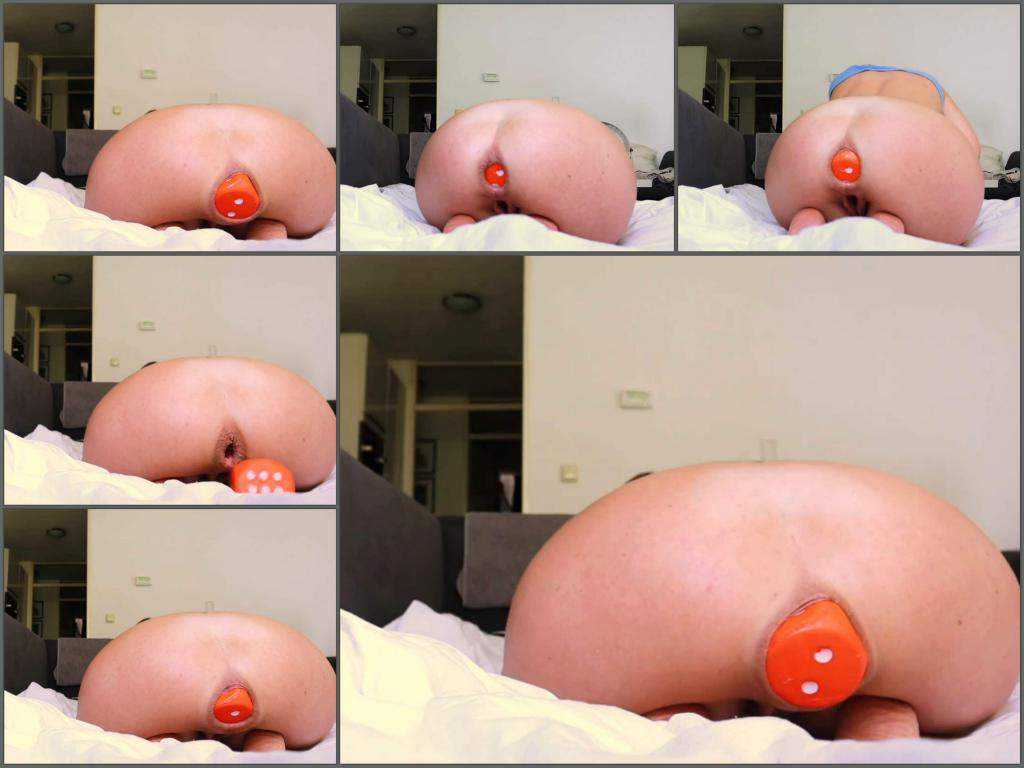 Ball penetration – Helena Lana insertion huge plastic dice anal