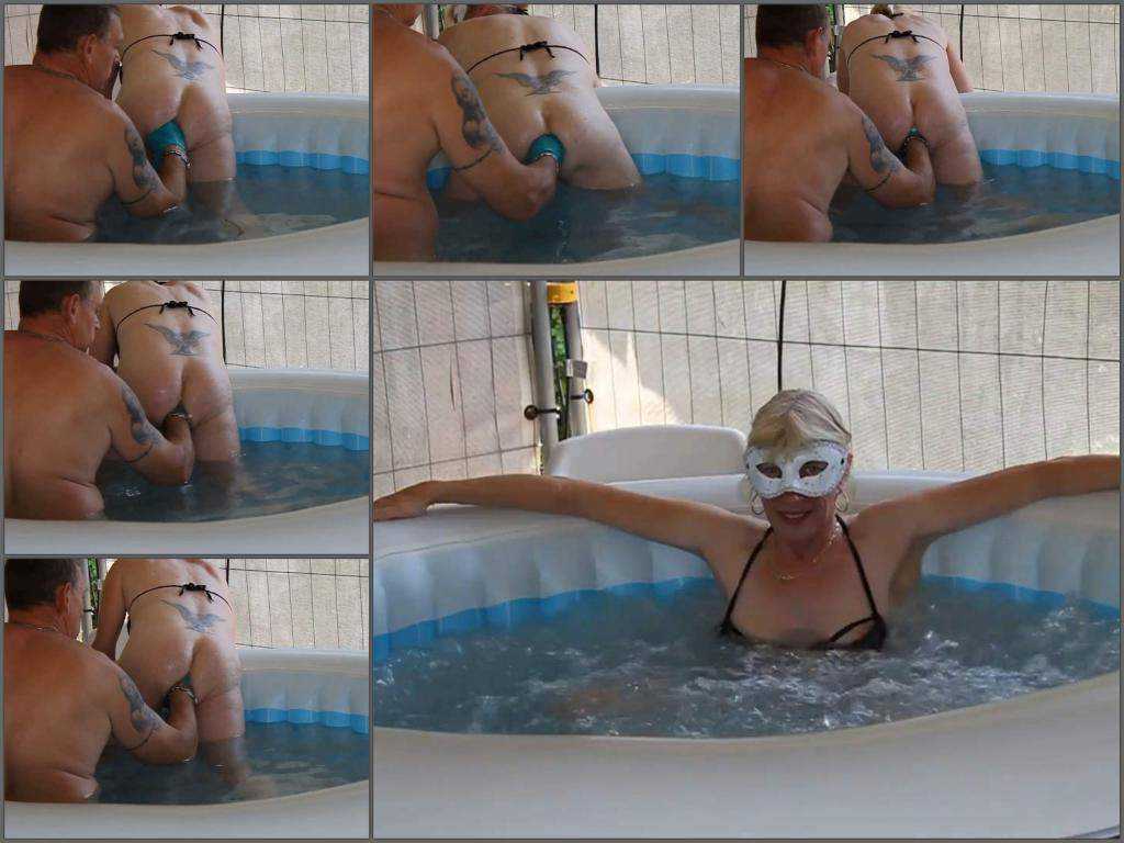 Fisting sex – German old mature gets deep fisted from husband in the jacuzzi