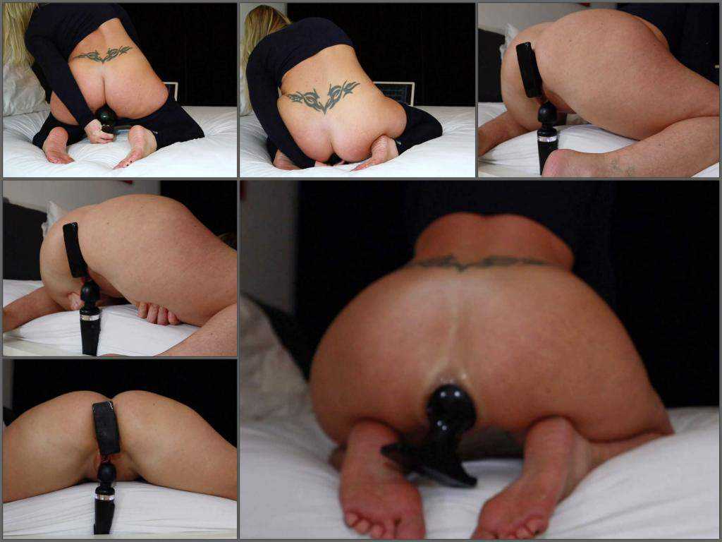 Huge dildo – Tattooed back Helena Lana giant butt plug anal fully