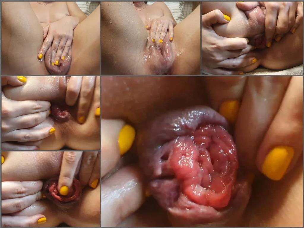 Closeup – Fisting_squirt Can’t stop squirting after vacuum pump Anal prolapse with rose closeup