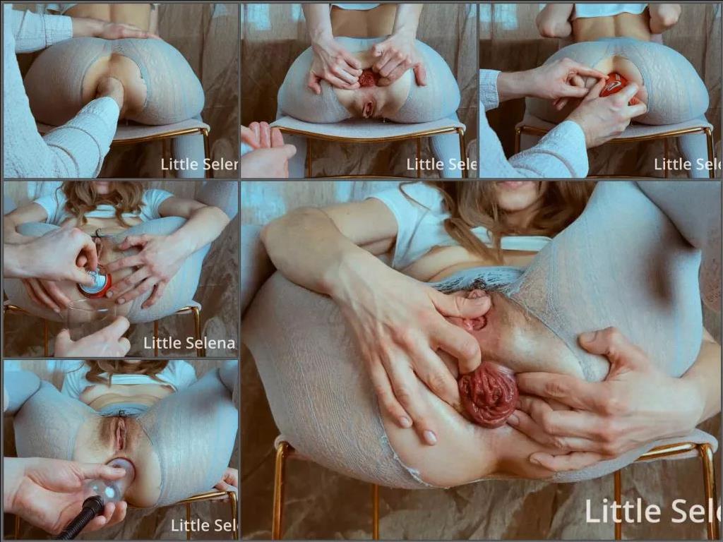 Bottle penetration – Little Selena enjoy to stretch her anal prolapse during pump amateur