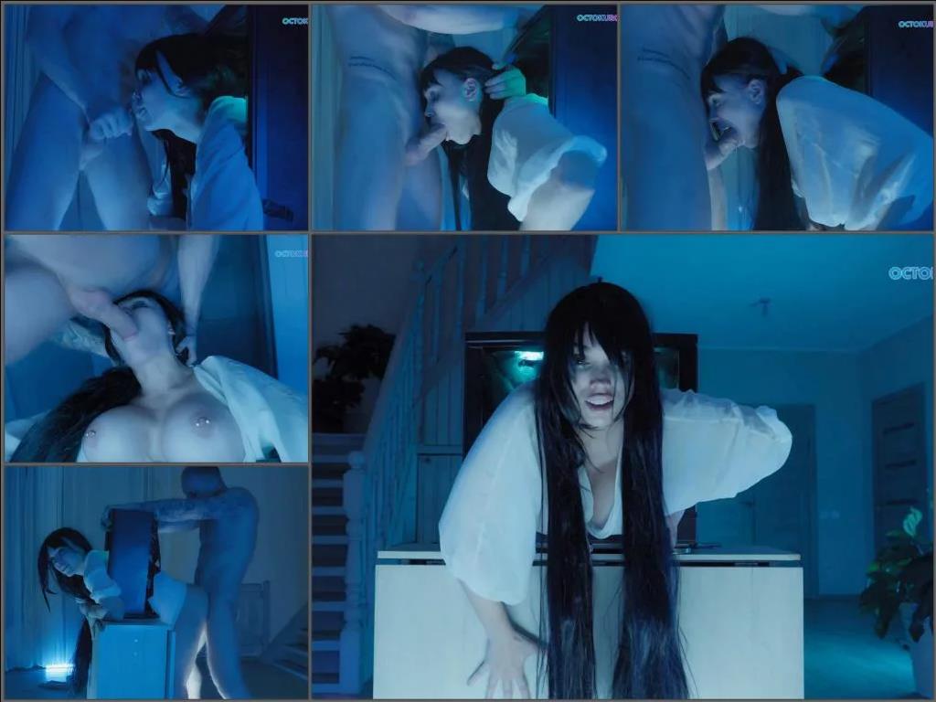 Halloween porn – Octokuro Sadako stuck in TV Halloween cosplay – Premium user Request