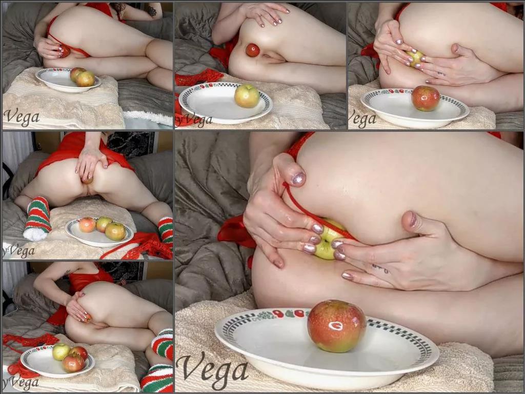 Food porn – Abby Vega Anal Apple Gape Food Stuffing for Christmas – Premium user Request